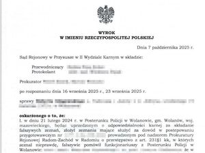 Fałszywie oskarżył interweniujących policjantów. Został prawomocnie skazany