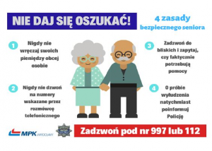 4 zasady bezpiecznego seniora - ulotka edukacyjna